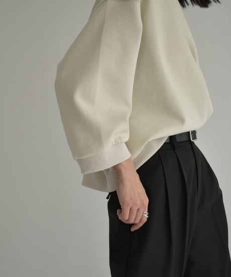 tops-02452　7分袖 スウェットプルオーバー　エクリュ　ネイビー