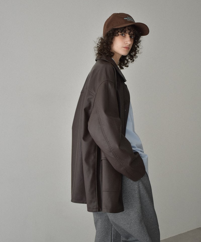 jacket-02026 フェイクレザー カーコート ブラウン ブラック | L a v i
