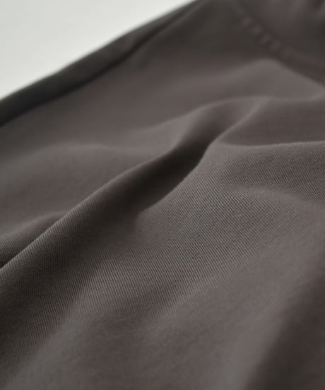 nh-tops-02566　ハーフスリーブ モックネック Tee　エクリュ　チャコール　ブラウン