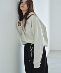 【UNISEX】 tops-02591　カットオフデザイン スウェットプルオーバー　オートミール　ライトグレー　ダークグレー