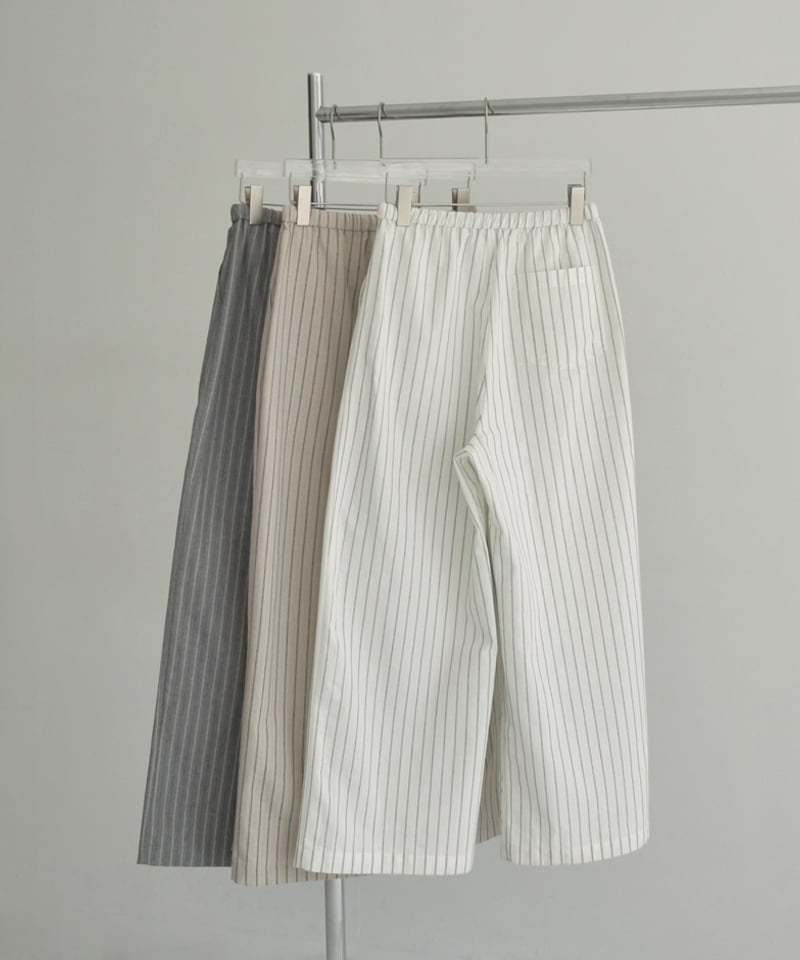 【関税なし】HOBBS ホッブス groombridge リネン ワイドパンツ bottoms-02278 リネン混ストライプワイドパンツ ホワイト グレー