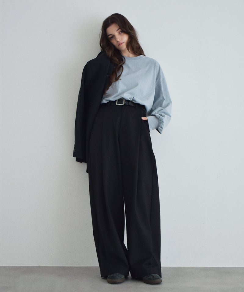 bottoms-02266 タックコクーン ワイドパンツ エクリュ モカベージュ