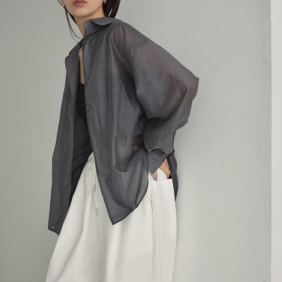 tops-02493 オーガンジー ビスチェ SET レイヤード シアーシャツ  