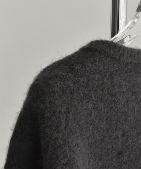 knit-02352　クルーネックニットカーディガン　ライトグレー　チャコール