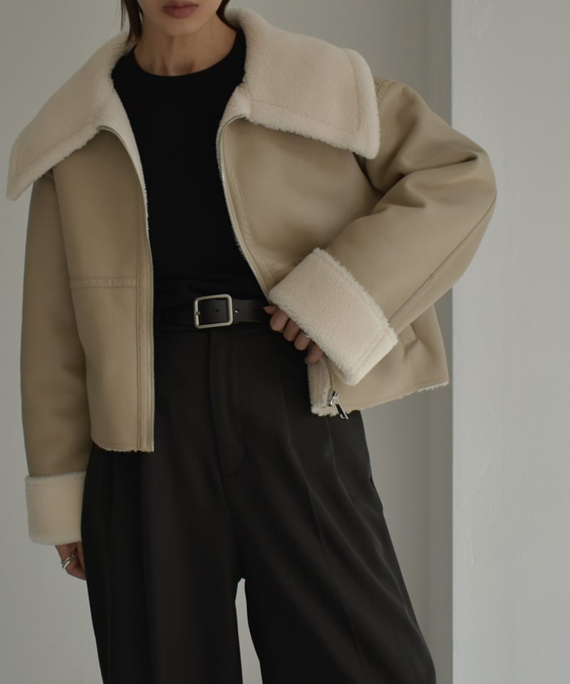 LavishGate ビックカラー フェイクムートン ジャケット outer-02075 ビックカラー フェイクムートン ジャケット