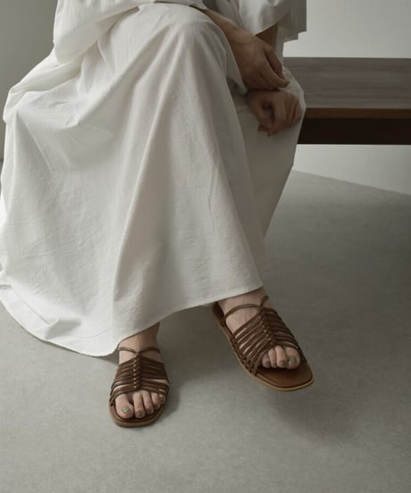 shoes-02152　フィッシュボーン フラットサンダル　エクリュ　ブラウン　ブラック