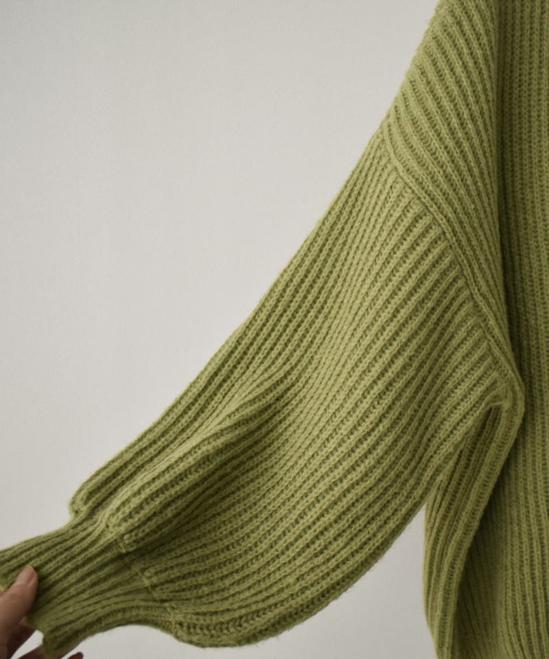 knit-02169 ボリュームニットカーディガン エクリュ グリーン
