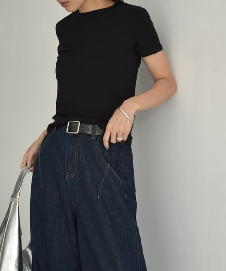 nh-tops-02491　リブ フィット Ｔシャツ　ホワイト　グレー　ブラック