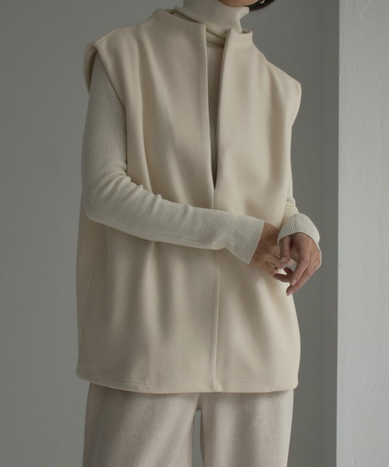 tops-04136 日本製 ウールタッチ メルトンベスト エクリュ グレー | L