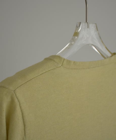 nh-knit-02337　クルーネック シアーニット　エクリュ　クリーム　イエローグリーン　グレー　ブラック