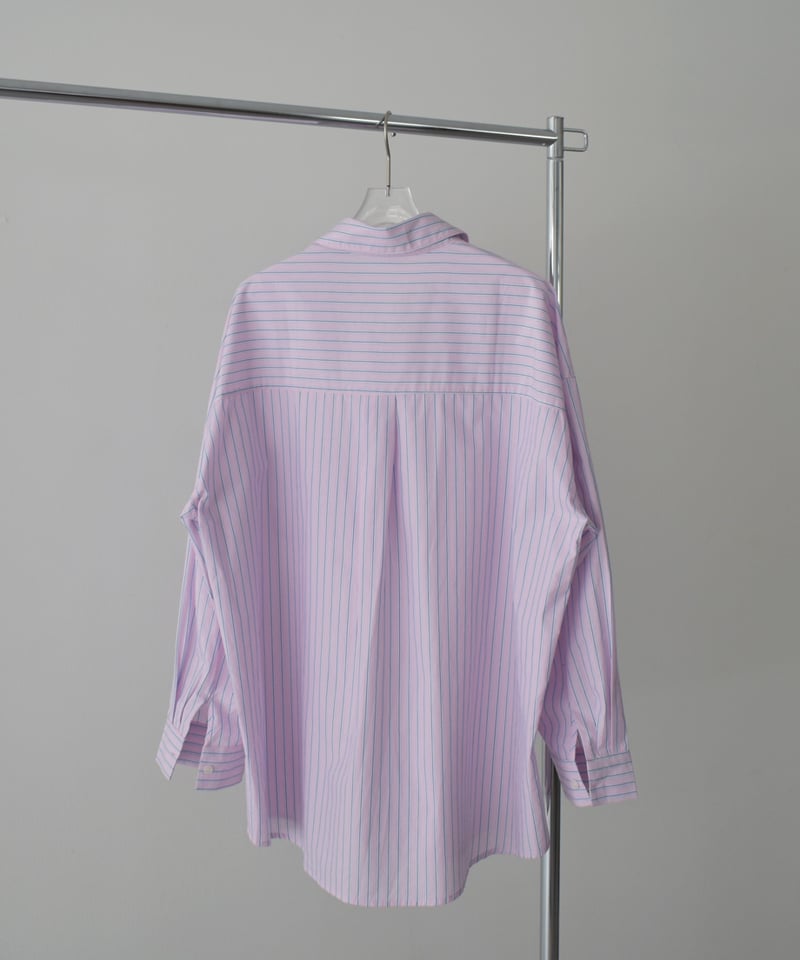 UNISEX】 tops-02592 オーバーサイズ ストライプシャツ ピンク | L a