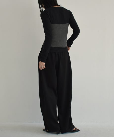 nh-knit-02267　ジップニット ビスチェ　チャコール