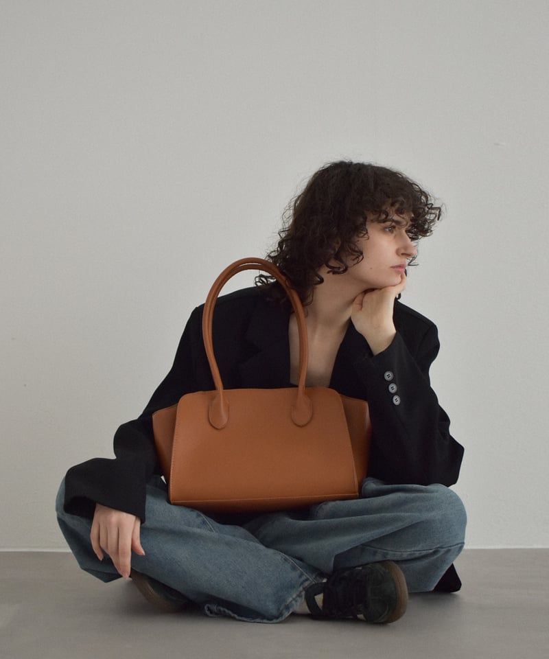 bag2-02670 フェイクレザー トート バッグ キャメル ブラウン ブラック