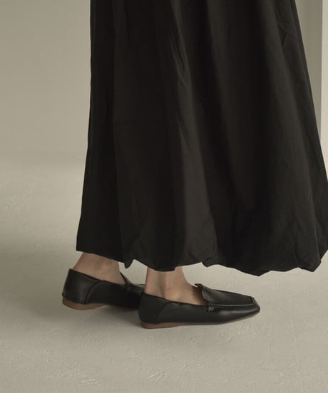 shoes-02169　クッション仕様　スクエアトゥスリッポン　グレージュ　ブラック