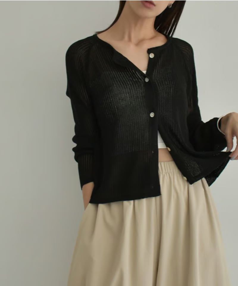 knit-02270 リネン混 サマーニット カーディガン ベージュ knit-02270 リネン混 サマーニット カーディガン ベージュ