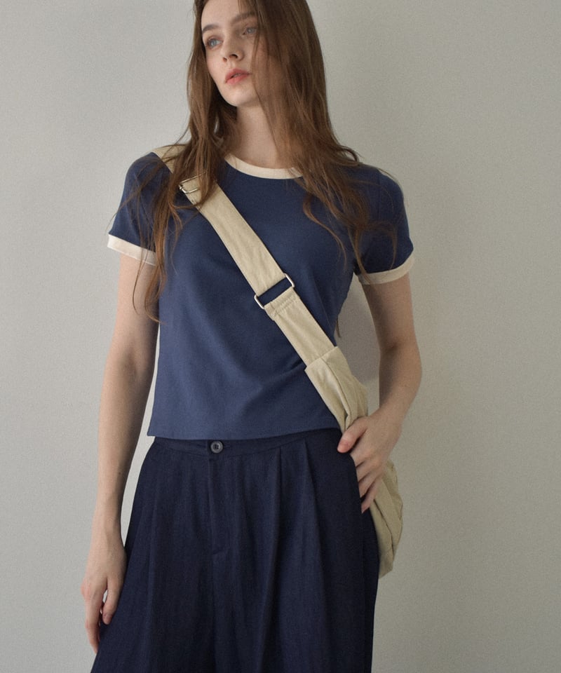 nh-tops-02563 コンパクト リンガーT ブラウン ネイビー ブラック | L