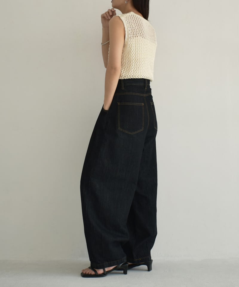 knit-02272 スパンコール メッシュ ニット トップス エクリュ ブラック