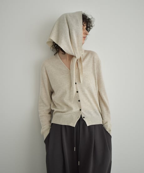knit-02373　スカーフセット Vネック ニット カーディガン　ベージュ　ブルー　グレー　ブラック