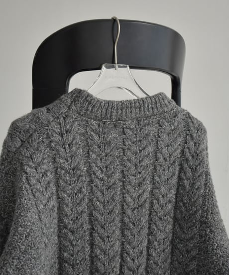 knit-02362　ミックスケーブルニットプルオーバー　グレー