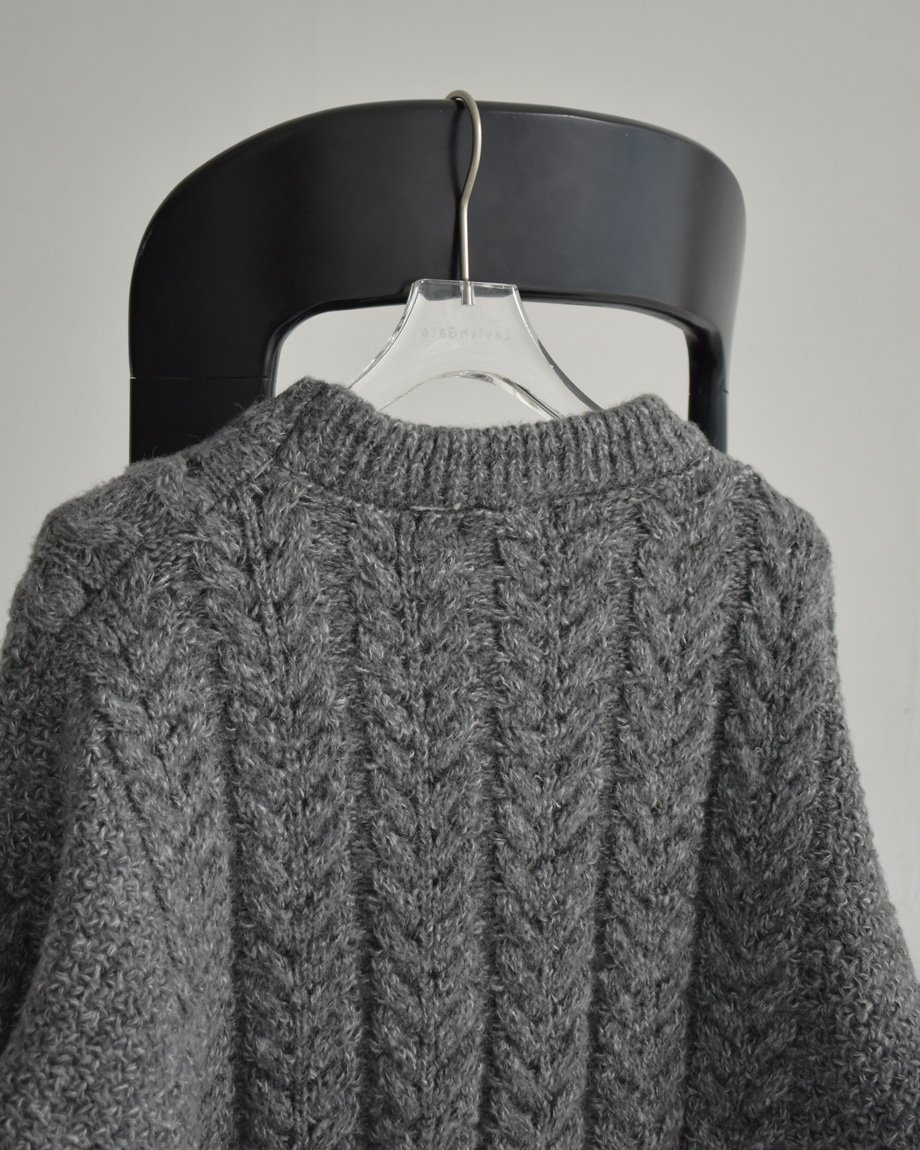 knit-02362 ミックスケーブルニットプルオーバー グレー | L a v i s h