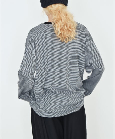 nh-tops-02639　マルチボーダー カットソー　ネイビー　グレー