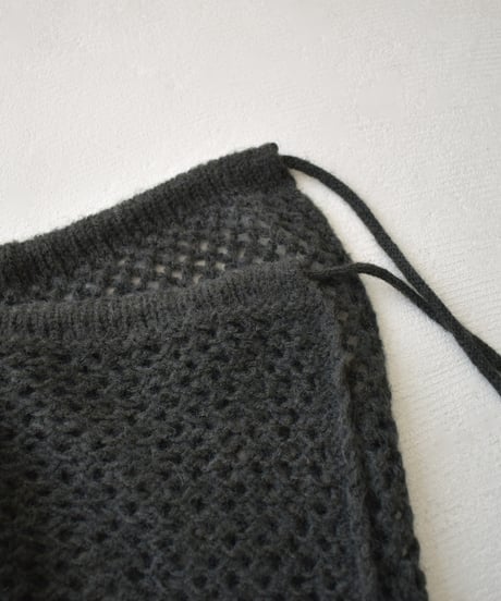 knit-02355　ラップクロシェニット付 ボートネック ニット プルオーバー　ライトグレー　チャコール　ブラウン