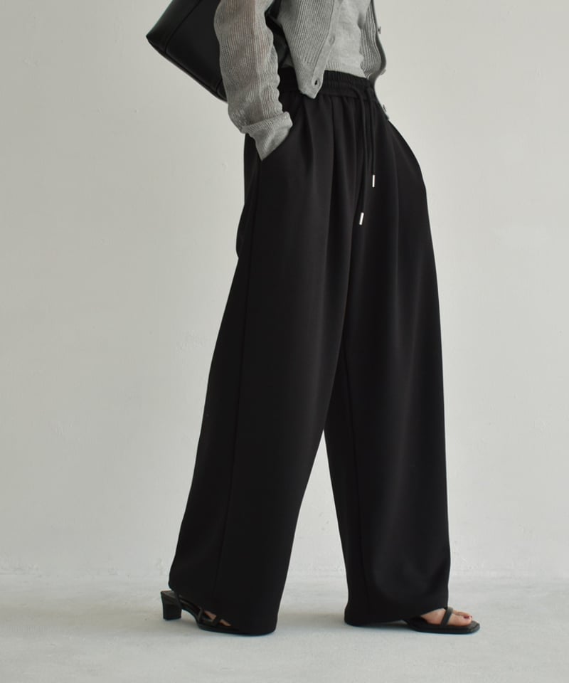 bottoms-02275 ウエストタック リラックス ワイドパンツ グレー