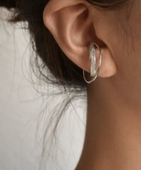 mb-earcuff-02006　SV925　エンボス×クロスフープ　２連イヤーカフ　シルバー925　ゴールド　シルバー