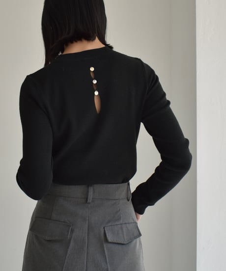 knit-02304　バックオープン フィット ニット　ダークグレー　ブラウン　ブラック