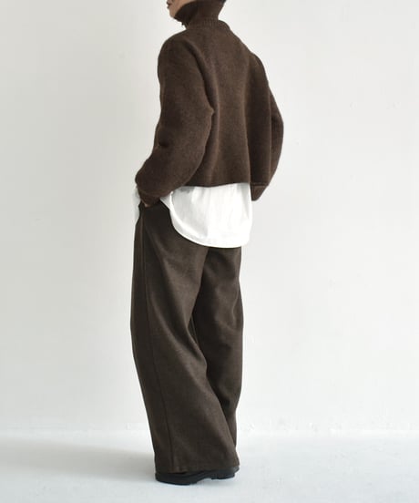 knit-02312　ハーフジップ ニット プルオーバー　グレー　ブラウン　ブラック