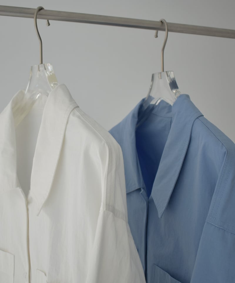 tops-02519 ドローストリングオーバーサイズシャツ ホワイト