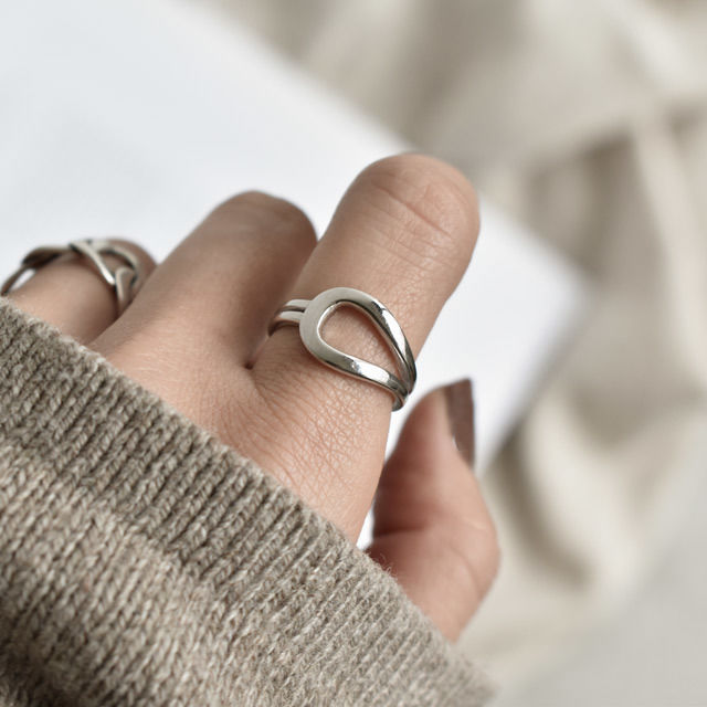 mb-ring2-02068 SV925 フープ＆ダブルラインリング シルバー925 | L