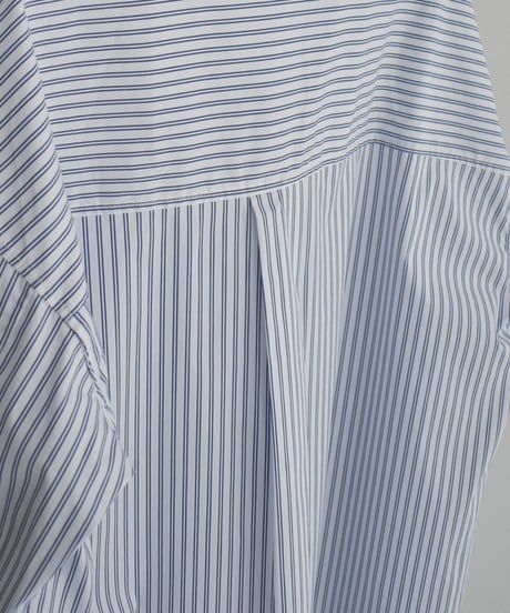 tops-02521　オーバーサイズ ストライプ シャツ　ホワイト　ネイビー
