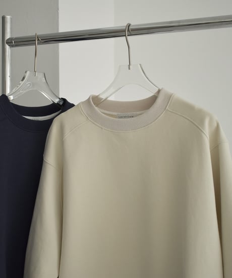 tops-02452　7分袖 スウェットプルオーバー　エクリュ　ネイビー