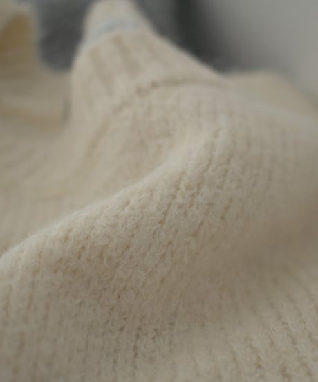 knit-02288　クルーネック ニット プルオーバー　エクリュ　グレー　ダークグレー