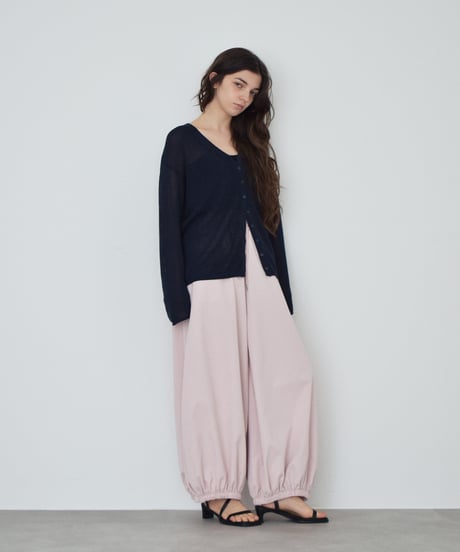 knit-02378　リネン混　メッシュ ニット カーディガン　エクリュ　ピンク　ブルー　グレー　ネイビー