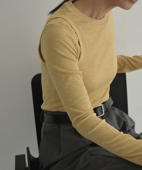 tops-02510　レイヤード ライク トップス　マスタード　グレー