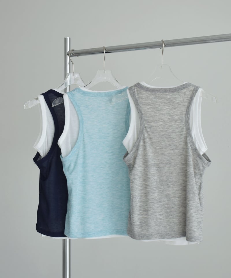 nh-tops-02610 シアー レイヤード タンクトップ セット ブルー グレー