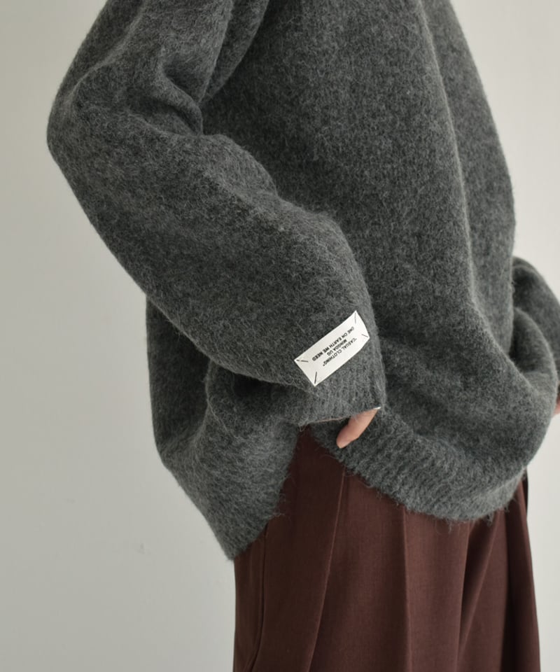 knit-02288 クルーネック ニット プルオーバー エクリュ グレー