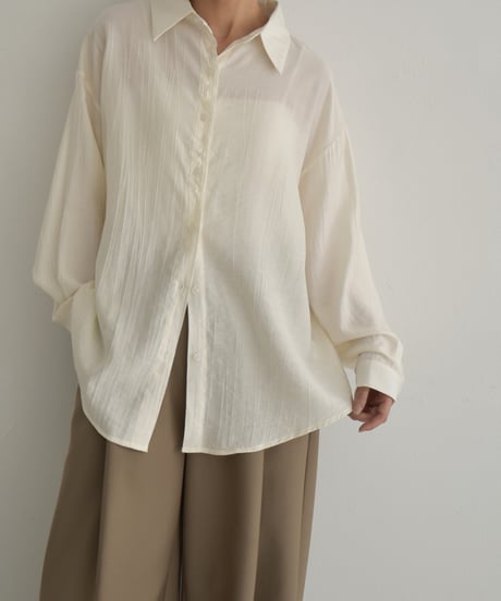 tops-02546　エンボス加工 ルーズ シャツ　エクリュ　ベージュ　モカ