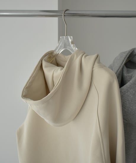 tops-02580　ハイネック ジップフーディ　ベージュ　グレー