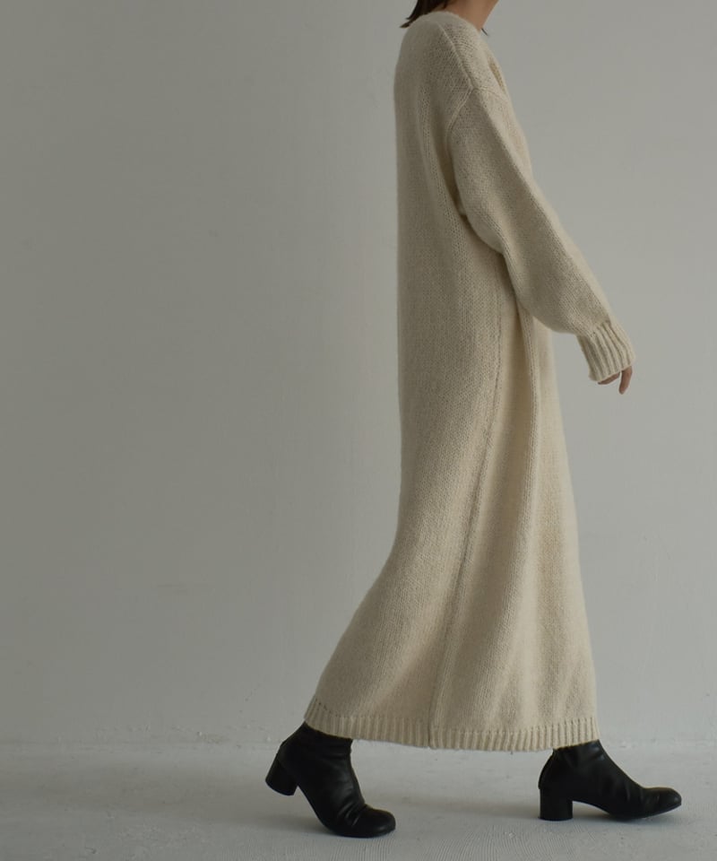 REGULATION ヨウジヤマモト リネン100％ ローゲージニットワンピース onepiece-02080 ウール混 Vネック ローゲージ ニット ワンピース