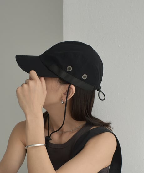 nh-cap-02054　コード付 キャップ　ブラック