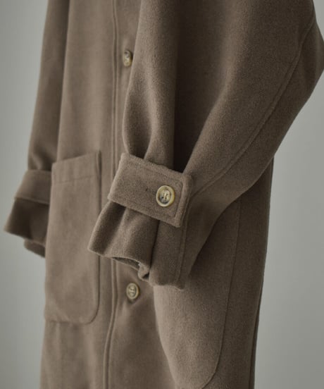 coat-12001　ウールブレンド ステンカラーコート　ベージュ　モカ