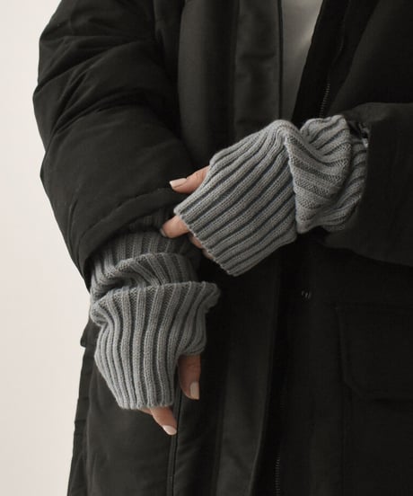 mb-gloves-02003　ロングタイプ　ワイドリブタイプ　リブアームウォーマー　オフホワイト　ベージュ　ココアブラウン　グレー　ブラック