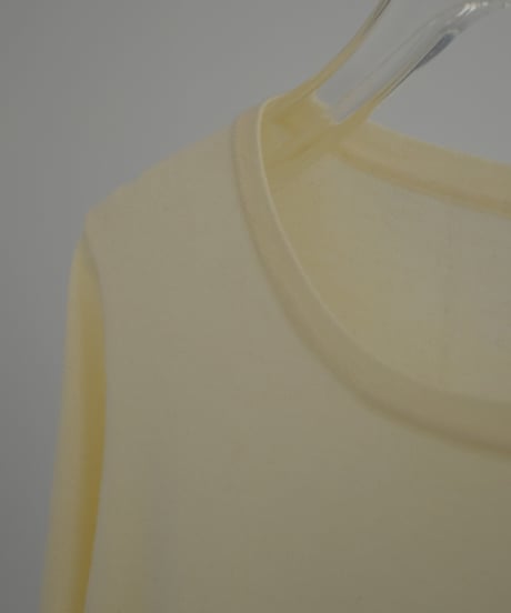 nh-knit-02337　クルーネック シアーニット　エクリュ　クリーム　イエローグリーン　グレー　ブラック