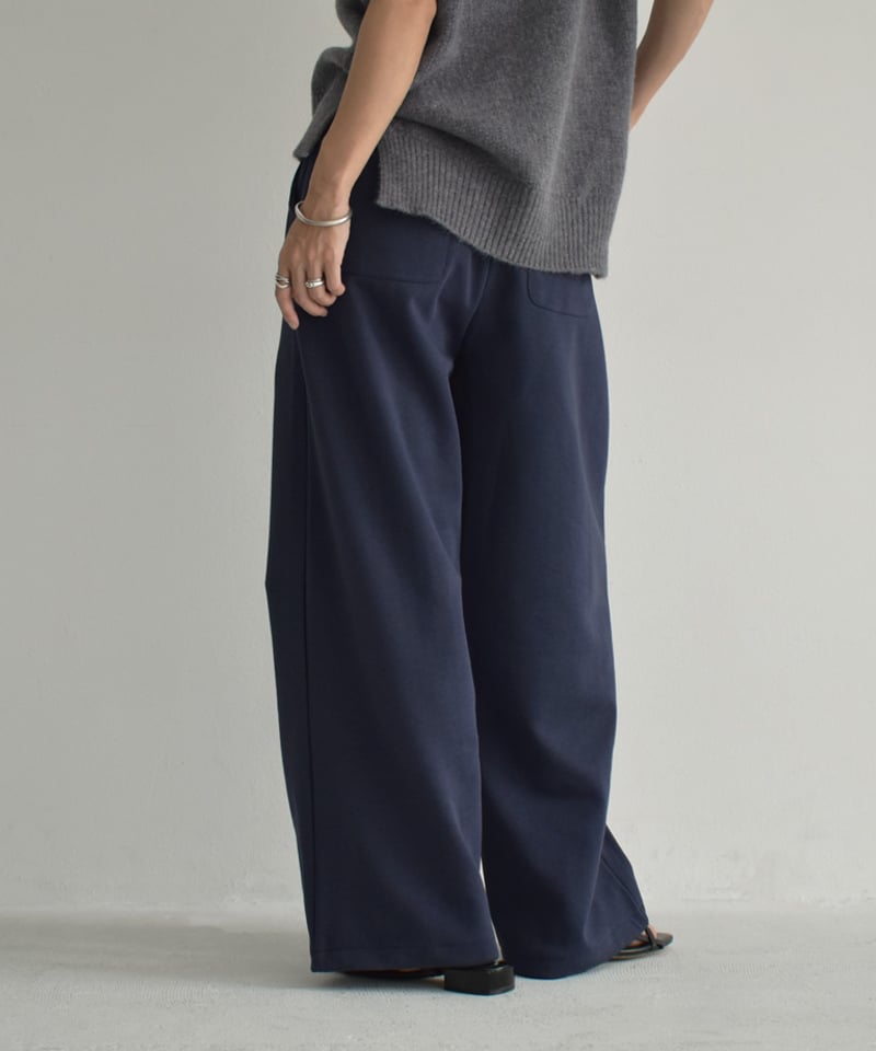 美品 ゴーシュ　チェビオットツイルパンツ ネイビー bottoms-02243 バイカラー ウエスト リラックス パンツ