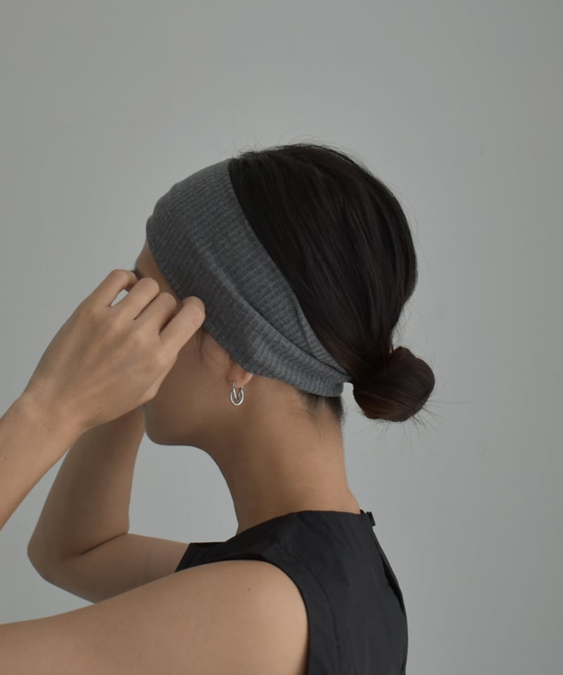 nh-hair-02034 ワイド リブ ヘアバンド グレー ブラック | L a v i s