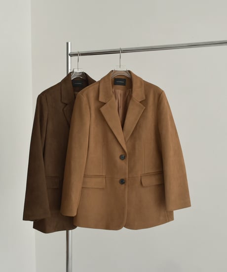 jacket-02021　フェイクスエード テーラード ジャケット　キャメル　ブラウン