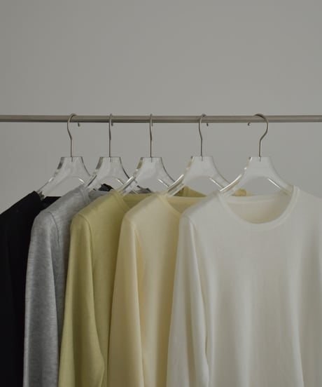 nh-knit-02337　クルーネック シアーニット　エクリュ　クリーム　イエローグリーン　グレー　ブラック